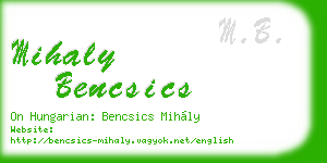 mihaly bencsics business card